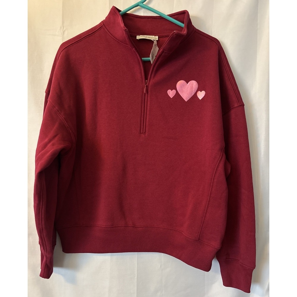 Zenana Women's Burgundy 1/2Zip Pullover Sweatshirt Mock Neck Fleece Line 3XL NWT